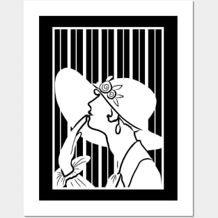 Art Deco Woman Black and White Silhouette Design Posters and Art